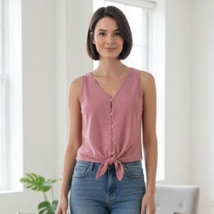 NWT Madewell Texture & Thread Pink Button-Down Tie-Front Top